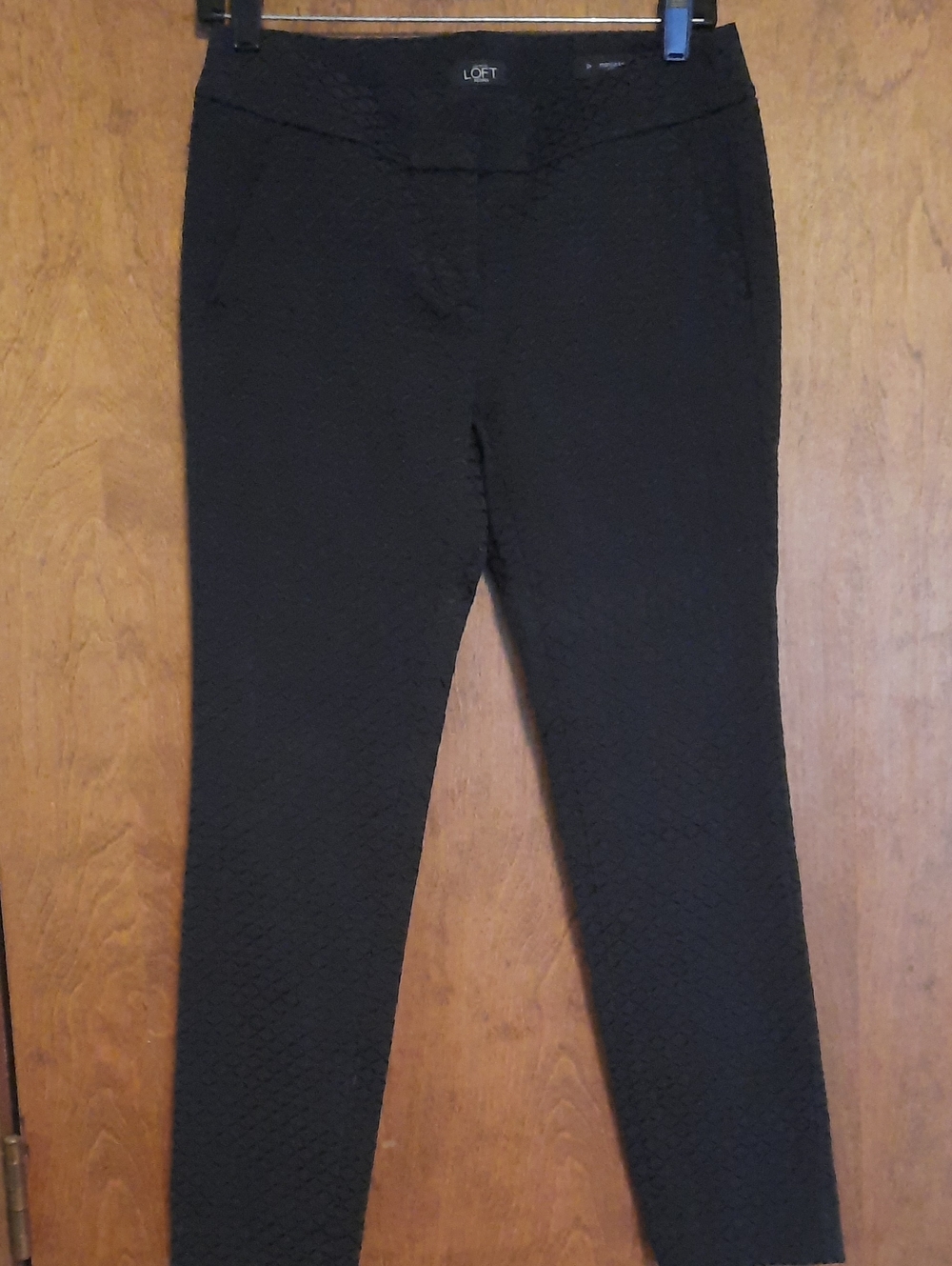 LOFT Black Textured Skinny Ponte Pants